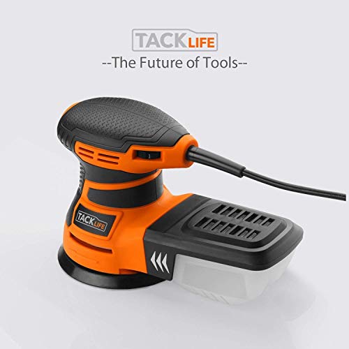 Lijadora Eléctrica, TACKLIFE Lijadora Orbital, 350W 6 Velocidad Ajustable, Lijadora con 13000RPM Motor, 12 PCS Papeles de Lija de 125mm (80, 180 Granos), con Caja de Recogida de Polvo/PRS01A