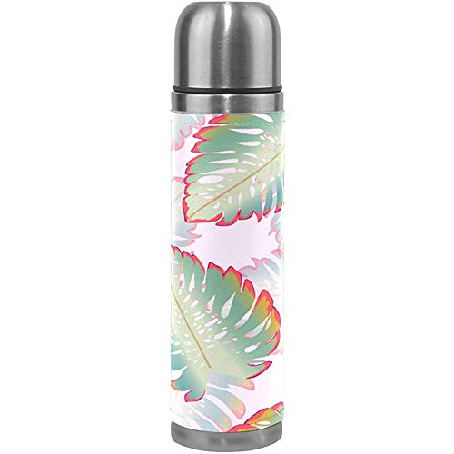 Like-like Trópico exótico Plam Hojas Diseño Floral Hawaiano Termos Rosados ​​Hervidor de Agua Botella de Bebida de Agua Taza de Viaje Acero Inoxidable