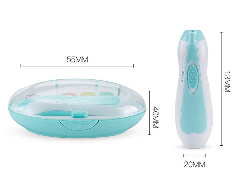 Lima de uñas eléctrica para bebés - Cortadora de uñas eléctrica para bebés 6 en 1 set con luz frontal LED para uñas y dedos de los pies de niños recién nacidos y niños pequeños (azul)