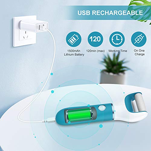 Lima eléctrica pies, VINSIC Eléctrica Pedicura Eliminar Callos Pies Durezas, para pies secos y húmedos -hombres y mujeres - Kit de eliminación de callos recargable con 2 rodillos, IPX7 Impermeable