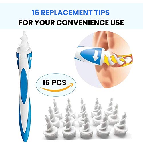 Limpiador De OíDos,Limpia Cera Oidos Q Grips Cera Oidos,Kit De Limpieza Para OíDos, Sistema Espiral Inteligente, Con Mango Y 16 Puntas Lavables, Seguro Y Suave, Adecuado Para Y Familias