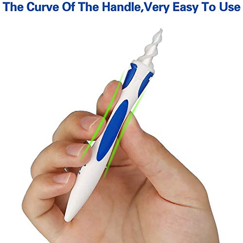 Limpiador De OíDos,Limpia Cera Oidos Q Grips Cera Oidos,Kit De Limpieza Para OíDos, Sistema Espiral Inteligente, Con Mango Y 16 Puntas Lavables, Seguro Y Suave, Adecuado Para Ni?Os Y Familias (Azul)