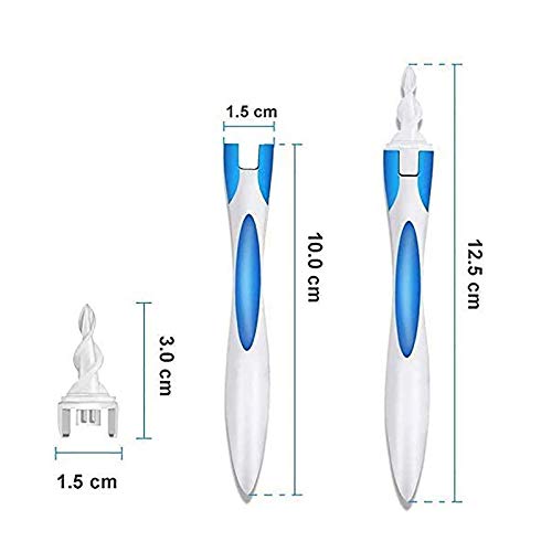 Limpiador De OíDos,Limpia Cera Oidos Q Grips Cera Oidos,Kit De Limpieza Para OíDos, Sistema Espiral Inteligente, Con Mango Y 16 Puntas Lavables, Seguro Y Suave, Adecuado Para Y Familias (Azul)