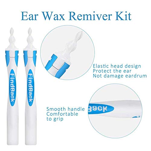 Limpiador De OíDos,Limpia Cera Oidos Q Grips Cera Oidos,Kit De Limpieza Para OíDos, Sistema Espiral Inteligente, Con Mango Y 16 Puntas Lavables, Seguro Y Suave, Adecuado Para Y Familias (Azul)