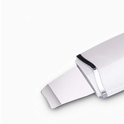 Limpiador ultrasónico, recargable, facial, limpiador facial, espátula, eliminación de la espinilla, limpiador, poros faciales, exfoliante, extractor de espinilla (blanco)