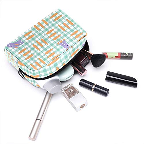 Lindo conejo y zanahoria Oxford tela maquillaje bolsa monedero monedero organizador multifuncional bolso de tela hecho a mano para las mujeres