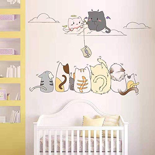 Lindo gato etiqueta de la pared animal lindo decoración del hogar divertido jardín de infantes decoración de la habitación de los niños extraíble vinilo wallpaper50x70cm