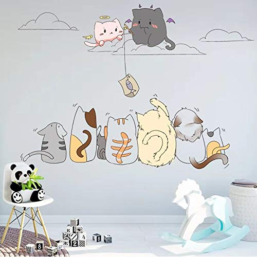 Lindo gato etiqueta de la pared animal lindo decoración del hogar divertido jardín de infantes decoración de la habitación de los niños extraíble vinilo wallpaper50x70cm