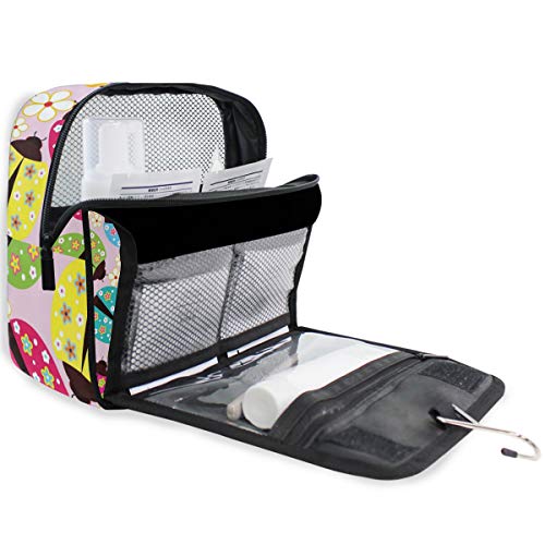 Linomo - Neceser de Viaje para Mujer y Hombre, diseño de Mariquita Colorida, Bolsas de Maquillaje Grandes con Gancho