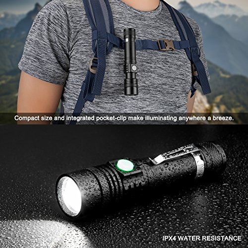 Linterna LED,Recargable USB Alta Potencia 600 LM Super Brillante Antorcha Táctica ar Pequeña portátil Linterna de Mano, para Ciclismo Camping, MontañismoMilit (1 pieza)