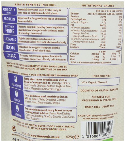 Linwoods - Semilla de Lino Triturada Orgánica 425g - Paquete de 2