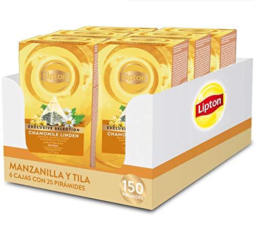 Lipton Selección Exclusiva Infusión Manzanilla y Tila - 6 cajas con 25 pirámides