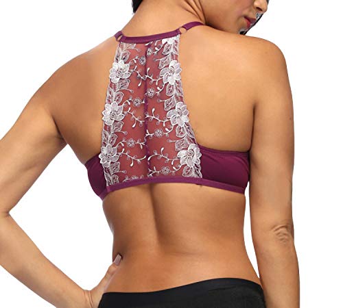 LiQinKeJi8 Hermosa Ropa Interior Bordado Frente Bucklethion Delgado con Acero Remolque Estereotipado Sujetador Europeo Y American Belleza Espalda Bra 85D Púrpura