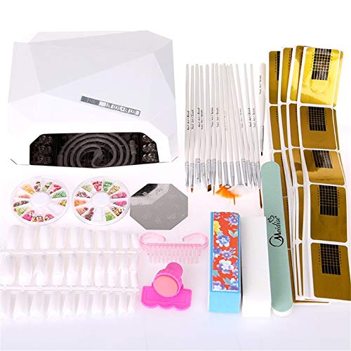 Liquidación Stock 18W Lámpara UV Luz Gel Temporizador de curado Secador de uñas + Kit completo de uñas + Regalos GRATIS - Blanco