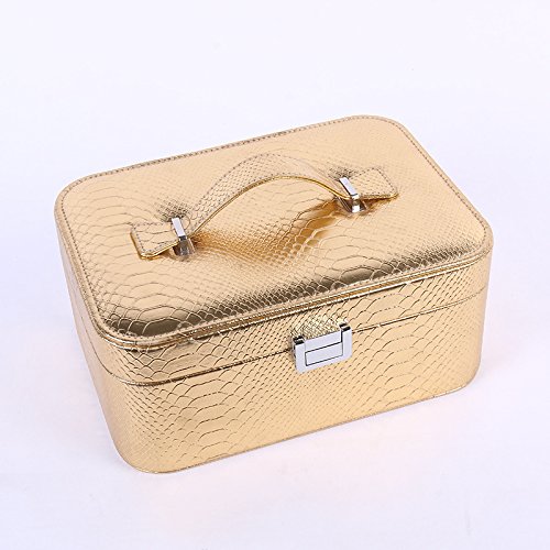 LITAO Cosméticos Set_Korean Stone Pattern Caja de cosméticos de Gran Capacidad Cosméticos Profesionales Caja de Herramientas de Almacenamiento, Oro