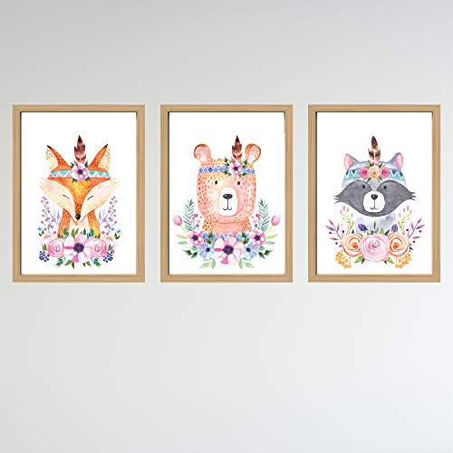 Little Fairy Tales - Juego de 3 figuras decorativas para pared, diseño de animales del bosque, decoración de la guardería, accesorios para el dormitorio de los niños, niñas