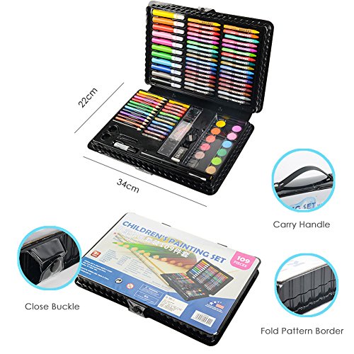 LIVEHITOP 109 PCS Artístico Set de Pintura y Dibujo, Profesional Caso Kit Colores Lápices Acuarela Rotuladores Oleo Pastel Regalo para Niños, Estudiante, Adulto