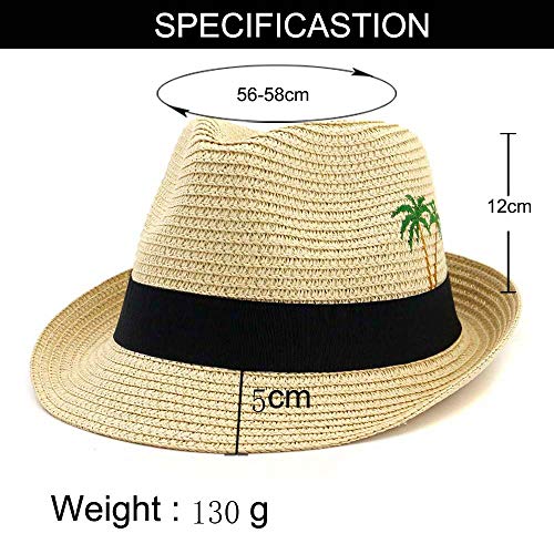 LJZXXK Sombrero de Paja Femenino Junto al mar Visera para el Sol Sombrero para el Sol Que se encrespa pequeño Sombrero Superior Tapa de Jazz Ajustable Beige