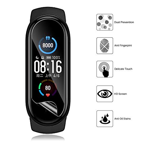 LK Protector de Pantalla Compatible con Xiaomi Mi Band 4/Band 5 Protector Pantalla, [6 Pack] [Película Protectora de TPU] [HD Clear][Sin Burbujas][Reducir Huella Digital]