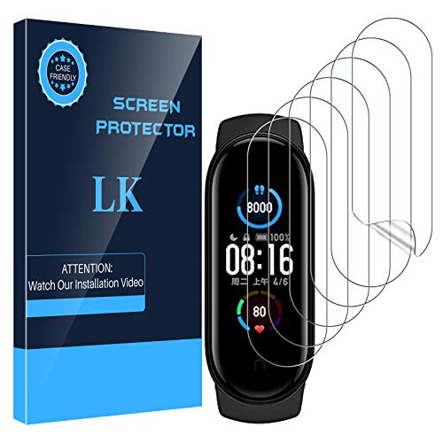 LK Protector de Pantalla Compatible con Xiaomi Mi Band 4/Band 5 Protector Pantalla, [6 Pack] [Película Protectora de TPU] [HD Clear][Sin Burbujas][Reducir Huella Digital]
