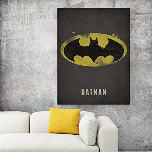 LKJHGU Sin Marco Logotipo de superhéroe clásico Película de Hollywood Dibujos Animados Spider Iron Bat Poster Comics Resumen Decoración del hogar Arte de la Pared Pintura sobre Lienzo 80 * 120cm B