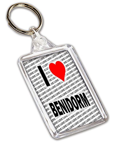 Llavero con texto"I Love Benidorm - Gift - Birthday - Christmas - Stocking Filler"