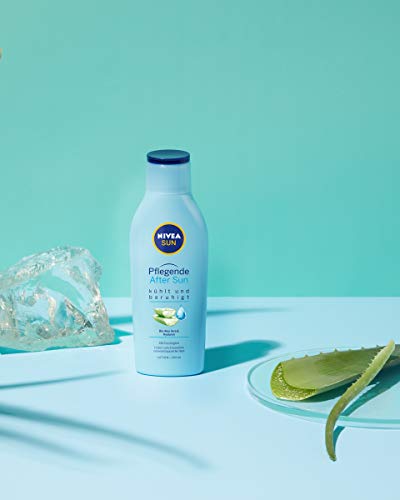 Loción para después del sol Nivea Sun (250 ml), loción con efecto calmante después del baño de sol, After Sun con aloe vera orgánico y ácido hialurónico para 48 horas de humedad.
