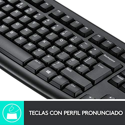 Logitech MK270 Combo Teclado y Ratón inalámbrico para Windows, Conexión 2,4 GHz, Ratón Inalámbrico Compacto, 8 Teclas de Acceso Directo, Batería 2 Años, PC/Portable, QWERTY, Negro