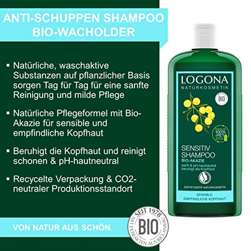LOGONA - 1003shasens - Salud y belleza del pelo - Champú sensibles a Acacia orgánicos - 250 ml