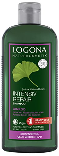 Logona - Cosmética natural intensiva Repair Champú Ginkgo para repara daños del cabello para un fácil peinado, con extractos de plantas orgánicas y betaina, 250 ml