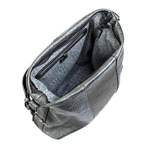 Lois - Bolso de Mujer Grande al Hombro Tipo Hobo. Asa Grande y Bandolera. Cuero PU y Remaches. para Diario Paseo Compras Viaje. Bueno y Bonito. Moda Marca y Calidad. 94770, Color Gris