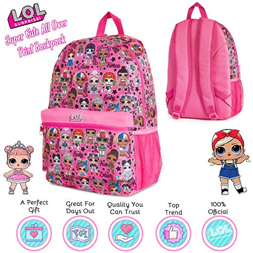 L.O.L. Surprise! Mochila Niña Rosa con Muñecas LOL OMG, Mochilas Escolares Juveniles, Bolsa Infantil Guarderia, Accesorios Escolares LOL, Regalos para Niñas