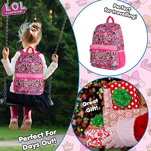 L.O.L. Surprise! Mochila Niña Rosa con Muñecas LOL OMG, Mochilas Escolares Juveniles, Bolsa Infantil Guarderia, Accesorios Escolares LOL, Regalos para Niñas