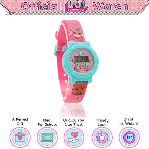 L.O.L. Surprise ! Reloj Digital para Niñas con Cara Y Banda De Reloj Redondas De Marca | Accesorios De Muñecas para Niños con Correa Rosa | Regalos A Partir De 3 Años