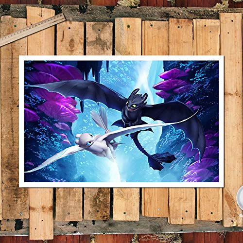 Lona 1 Pieza Furia De La Noche Y La Furia De Luz Cómo Entrenar A Tu Dragón 3 Del Cartel De Película HD Cuadro De La Pared De La Lona De La Pintura Por La Pintura Que Cuelga Decoración De La Pared