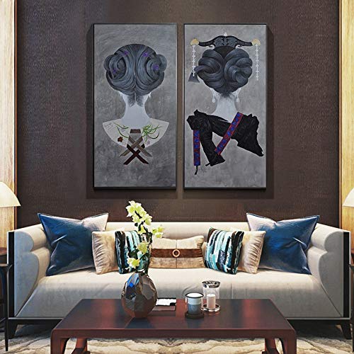 Lona pinturas Accesorios for el cabello moderno estilo chino de la sala de pintura decorativa Sofá fondo de la pared Murales Figura Textil Poster de lona (Color : I, Size (Inch) : 60x120cm)
