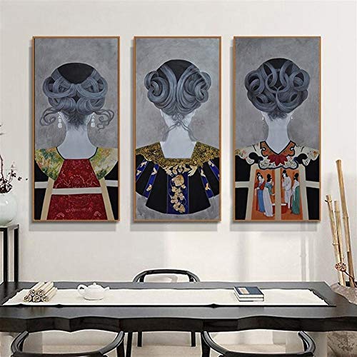 Lona pinturas Accesorios for el cabello moderno estilo chino de la sala de pintura decorativa Sofá fondo de la pared Murales Figura Textil Poster de lona (Color : I, Size (Inch) : 60x120cm)