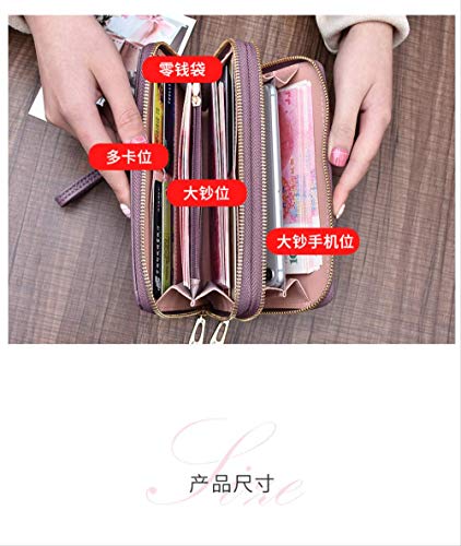 longer Cartera De Mujer Protección RFID Cartera Larga De Múltiples Tarjetas para Mujer Cartera De Pulsera De Doble Cremallera De Gran Capacidad