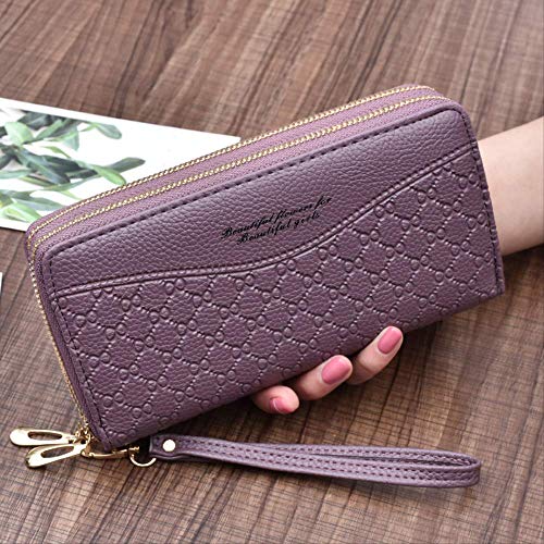 longer Cartera De Mujer Protección RFID Cartera Larga De Múltiples Tarjetas para Mujer Cartera De Pulsera De Doble Cremallera De Gran Capacidad
