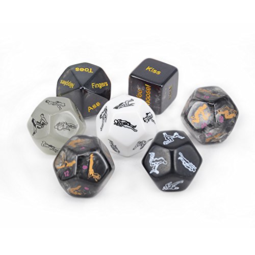 longpengfei Juego de Dados de 7 Piezas para Juego de Parejas, Dados Brilla en la Oscuridad