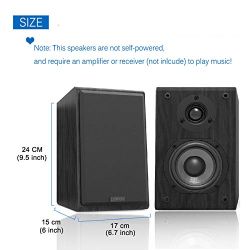 LONPOO LP42 Altavoces de estantería pasivos, Par de Altavoces de estantería,Hi-Fi Altavoz de 2 vías, 150W de Potencia, Woofer de 4", Bookself Speakers, Negro