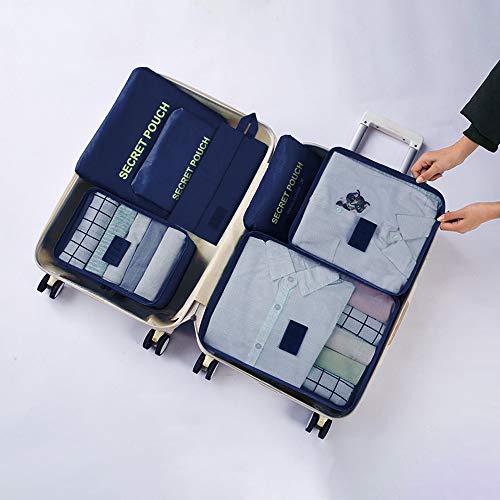 Lookka - Juego de 7 organizadores de equipaje de viaje para guardar ropa, maletas, zapatos, ropa interior, cosméticos, artículos de tocador Verde verde large