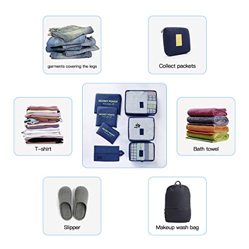 Lookka - Juego de 7 organizadores de equipaje de viaje para guardar ropa, maletas, zapatos, ropa interior, cosméticos, artículos de tocador Verde verde large