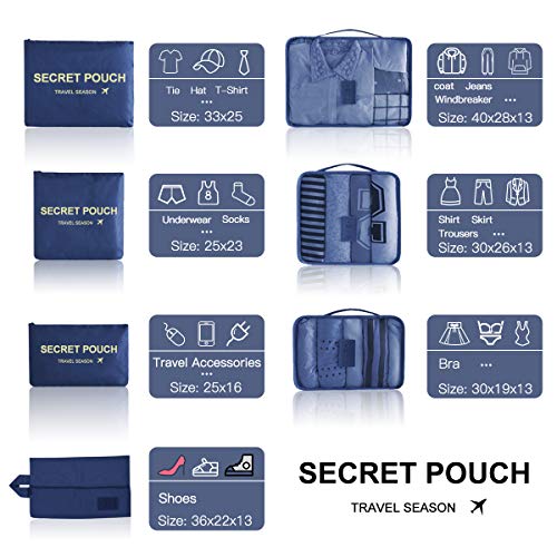 Lookka - Juego de 7 organizadores de equipaje de viaje para guardar ropa, maletas, zapatos, ropa interior, cosméticos, artículos de tocador Verde verde large