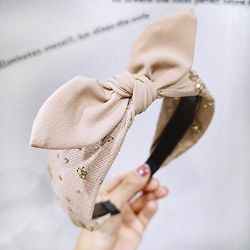 LOPILY Moda Tocado Elegante Diadema De Nudo Con Lazo Gomas Del Pelo Para Mujer Diadema De Pelo Para Niñas Dulces Delicadas Joyas Para El Pelo Para Boda Fiesta(Caqui)