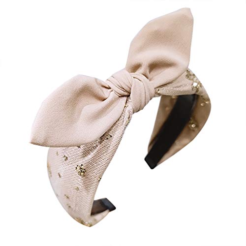 LOPILY Moda Tocado Elegante Diadema De Nudo Con Lazo Gomas Del Pelo Para Mujer Diadema De Pelo Para Niñas Dulces Delicadas Joyas Para El Pelo Para Boda Fiesta(Caqui)
