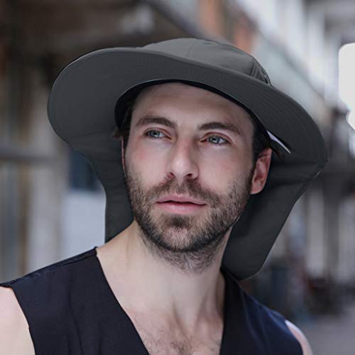 LOPILY Sombrero de Pescador Gorra de montañismo Suave Transpirable Sombrero de Sol Mujer y Hombre para Exterior con Visera de Casual Tapa Trasera para Evitar Quemaduras solares en el Cuello(Gris)