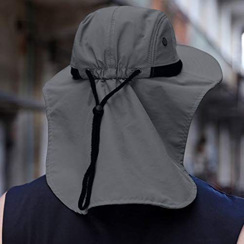 LOPILY Sombrero de Pescador Gorra de montañismo Suave Transpirable Sombrero de Sol Mujer y Hombre para Exterior con Visera de Casual Tapa Trasera para Evitar Quemaduras solares en el Cuello(Gris)