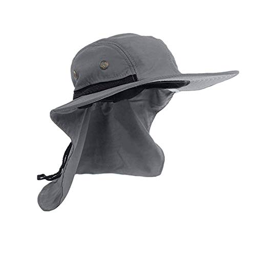 LOPILY Sombrero de Pescador Gorra de montañismo Suave Transpirable Sombrero de Sol Mujer y Hombre para Exterior con Visera de Casual Tapa Trasera para Evitar Quemaduras solares en el Cuello(Gris)