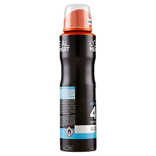 L'Oréal Paris Men Expert Carbon Protect - Desodorante en spray antitranspirante para hombre protección de carbono, 6 unidades